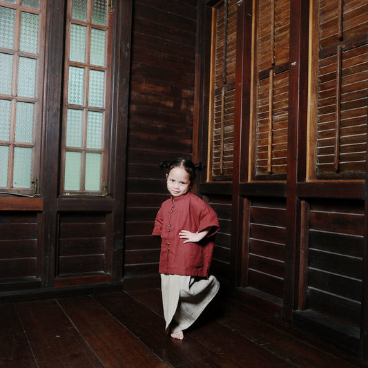 Ratna Boxy Girl Set in Dusty Red