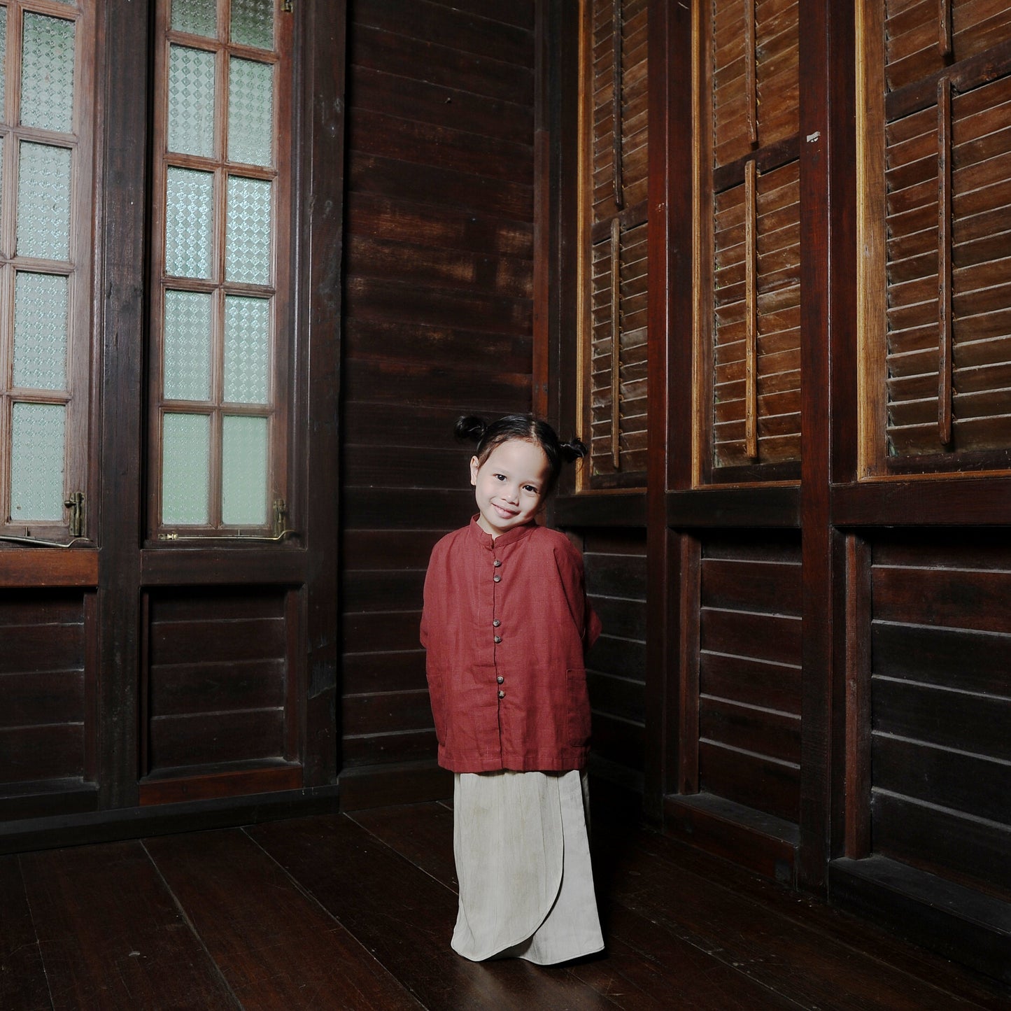 Ratna Boxy Girl Set in Dusty Red