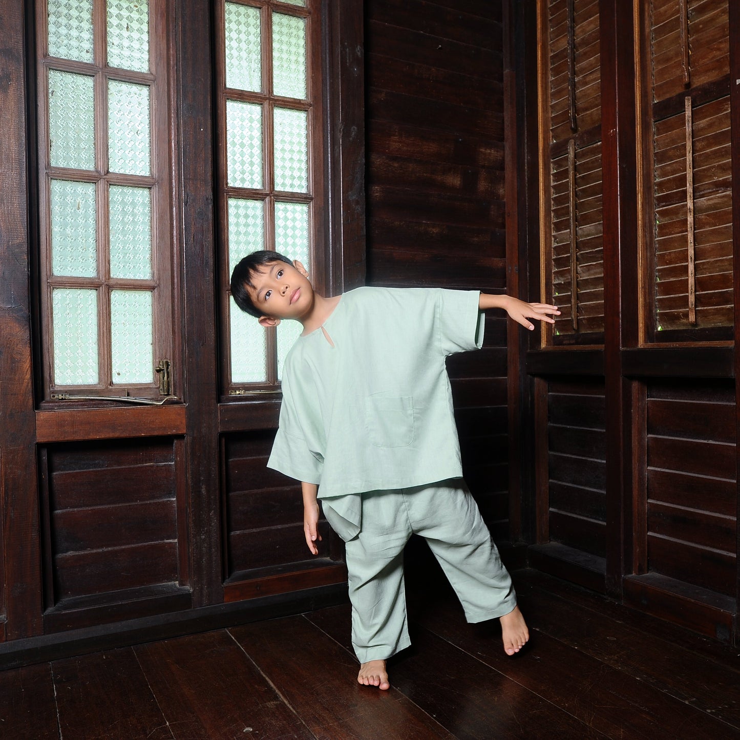 Kama Boy Set in Sage Green