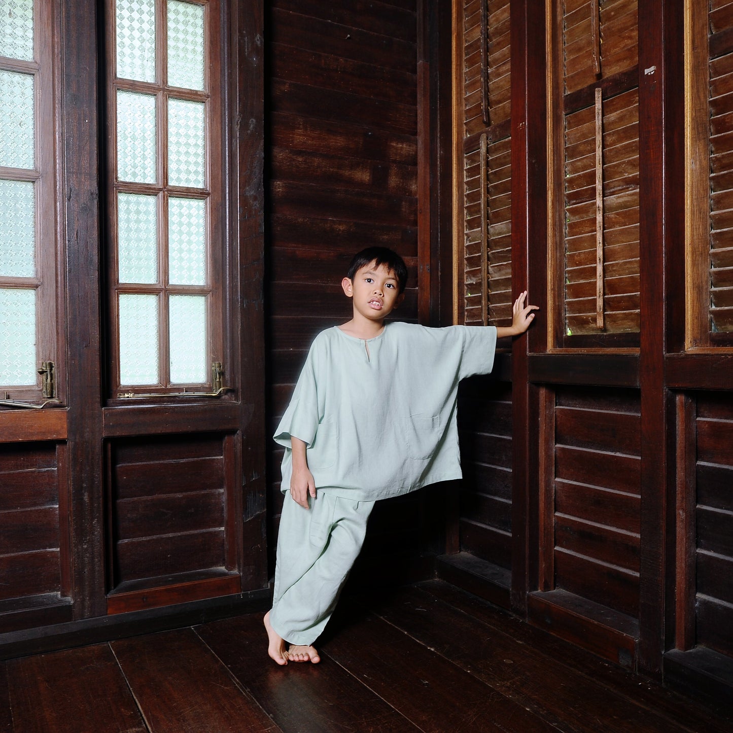 Kama Boy Set in Sage Green