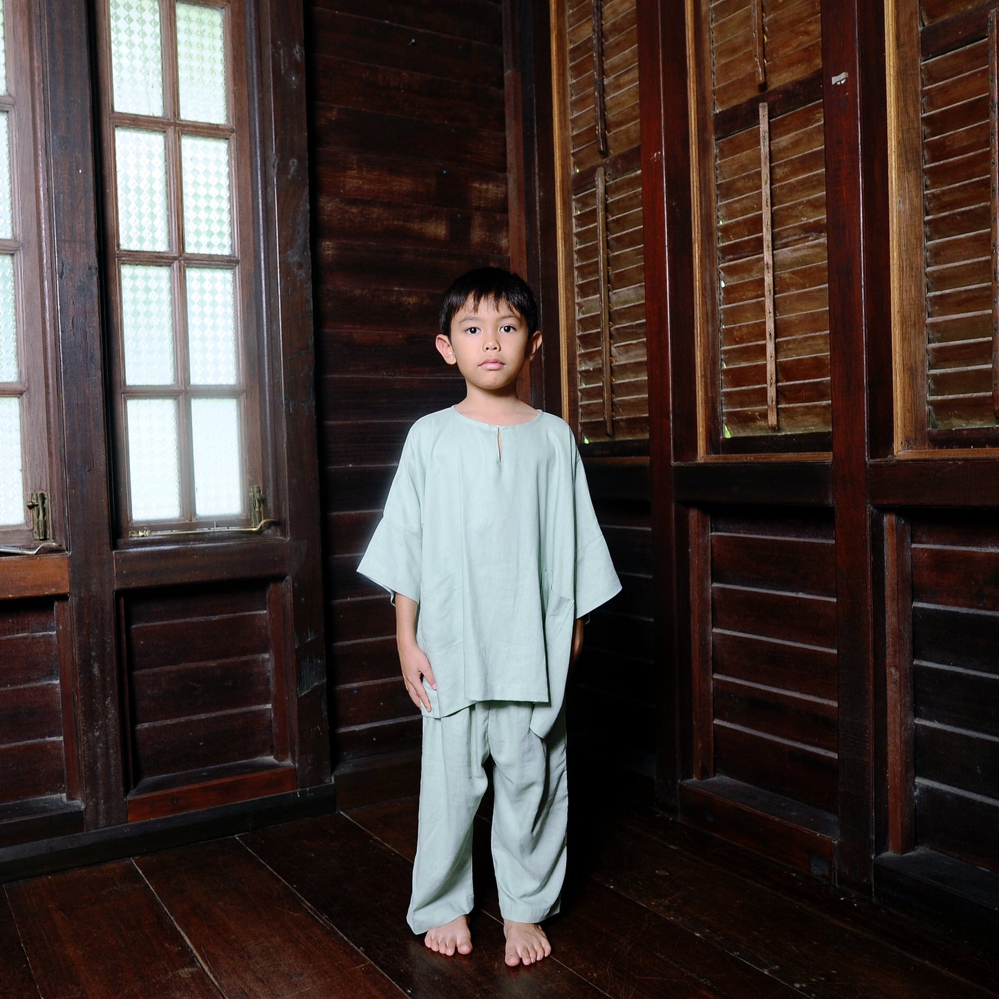 Kama Boy Set in Sage Green