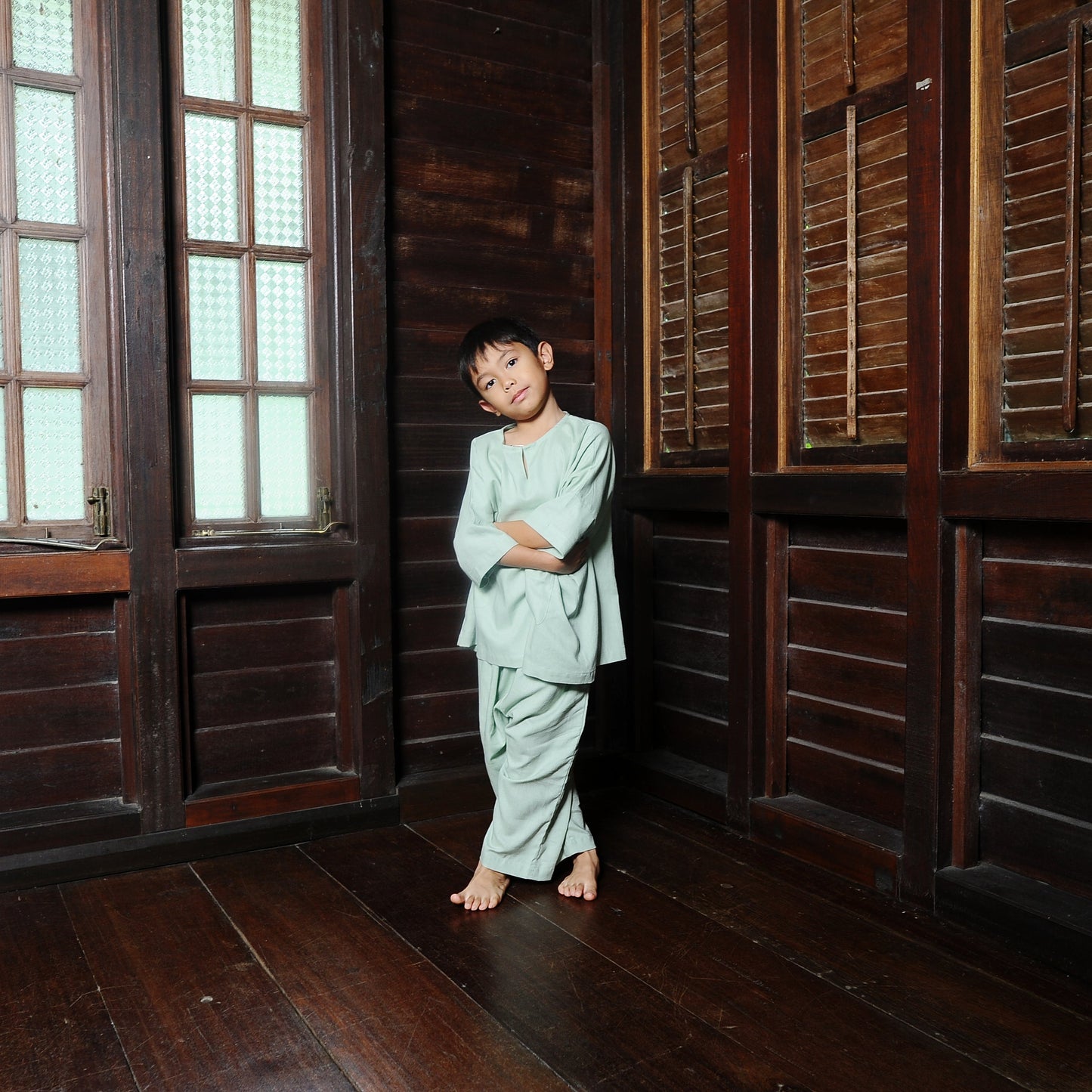 Kama Boy Set in Sage Green