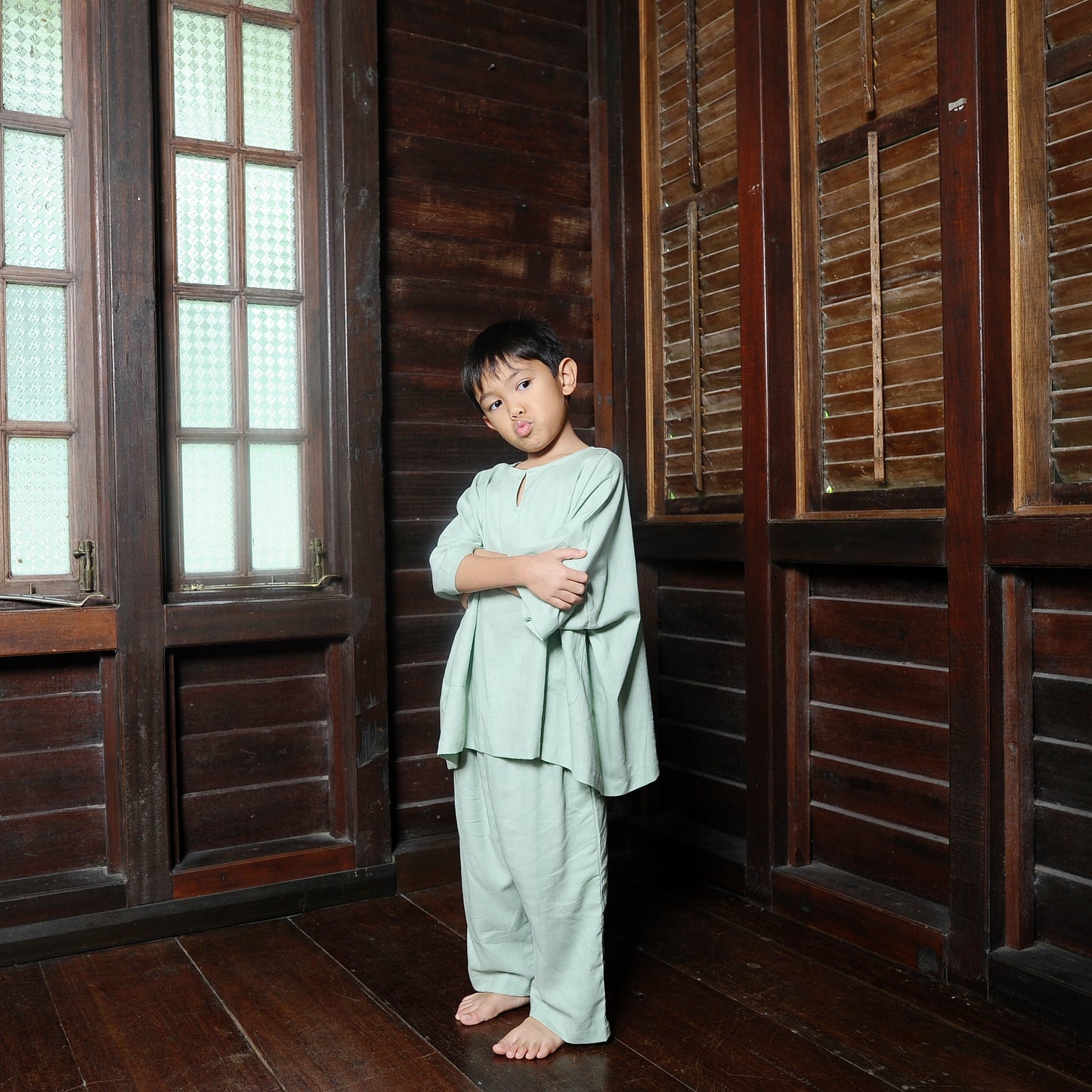 Kama Boy Set in Sage Green