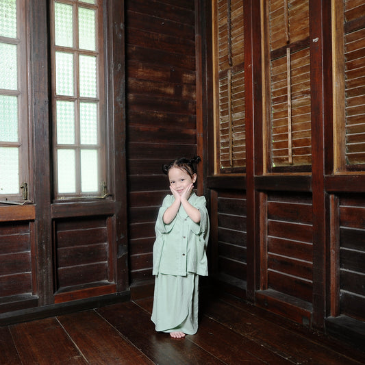 Puspa Girl Kebaya Set in Sage Green