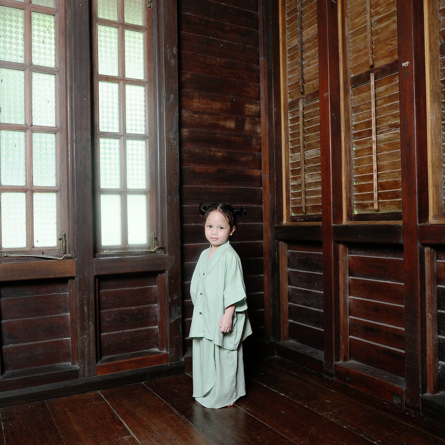 Puspa Girl Kebaya Set in Sage Green