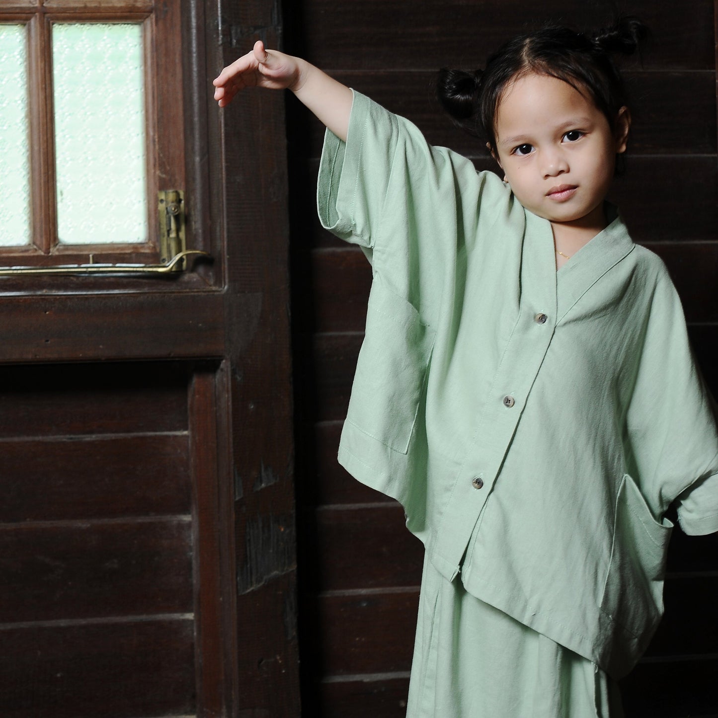 Puspa Girl Kebaya Set in Sage Green