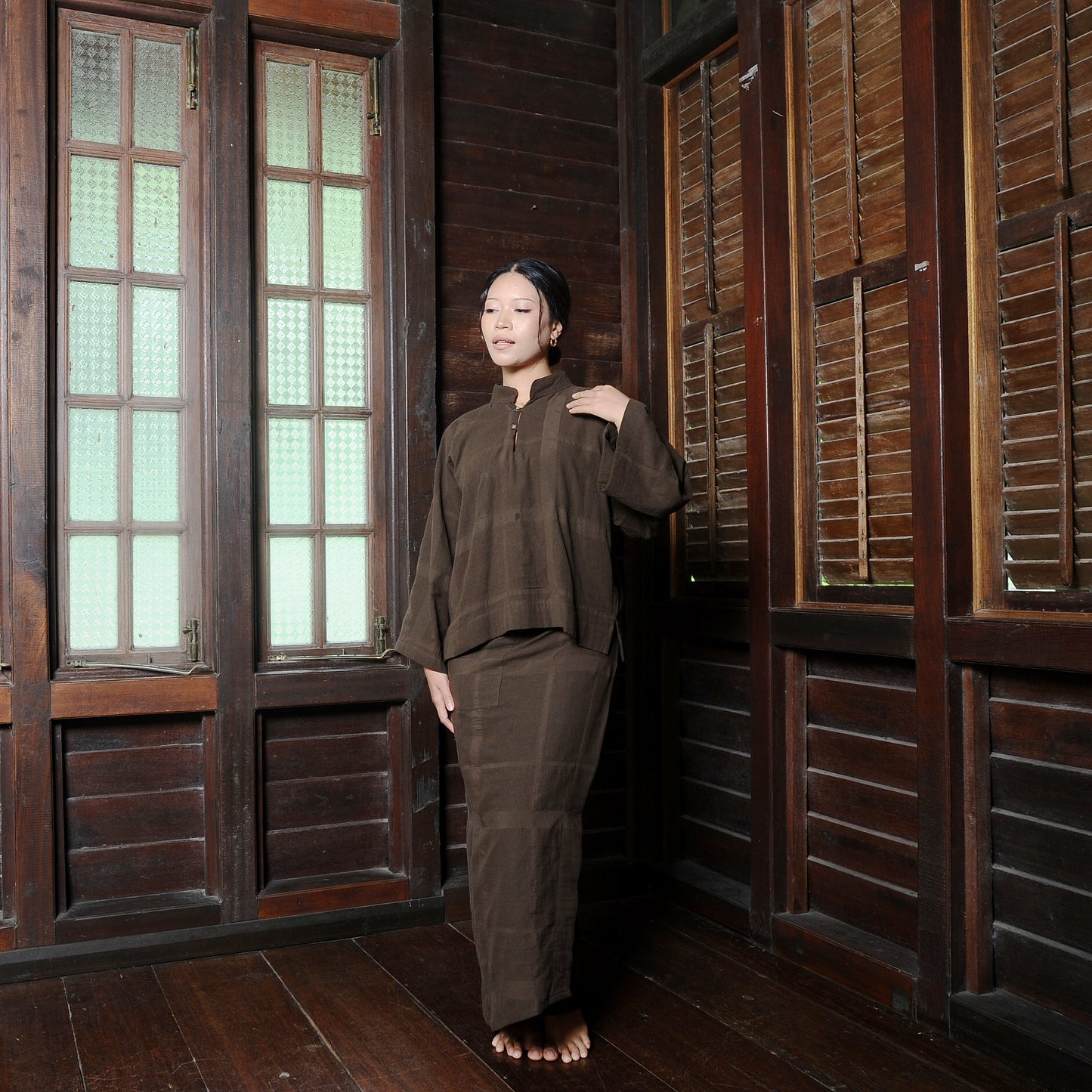 Nirmala Boxy Set in Olive