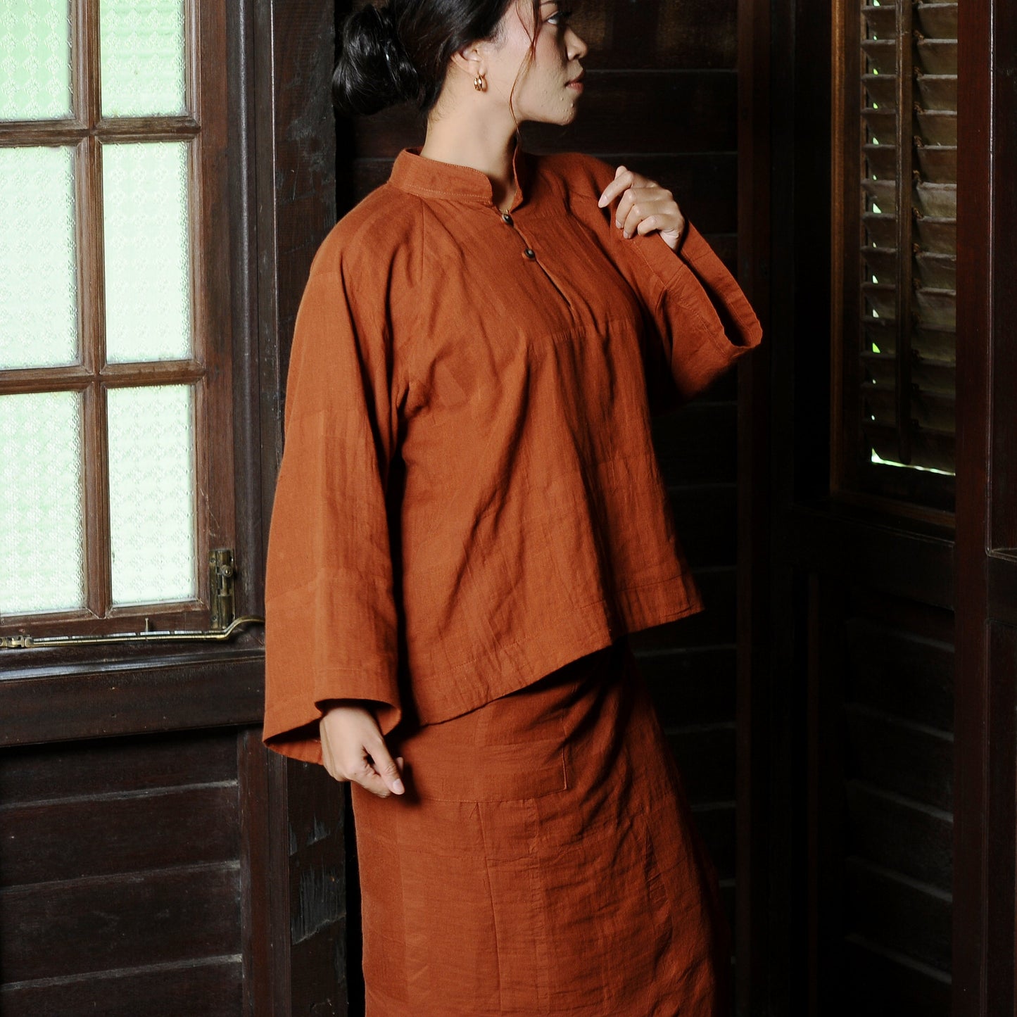 Nirmala Boxy Set in Terracotta