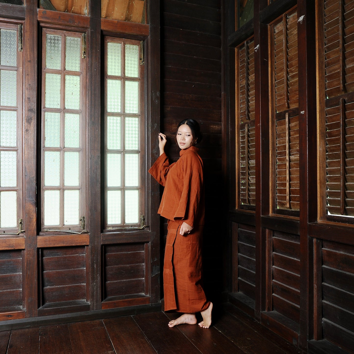 Nirmala Boxy Set in Terracotta