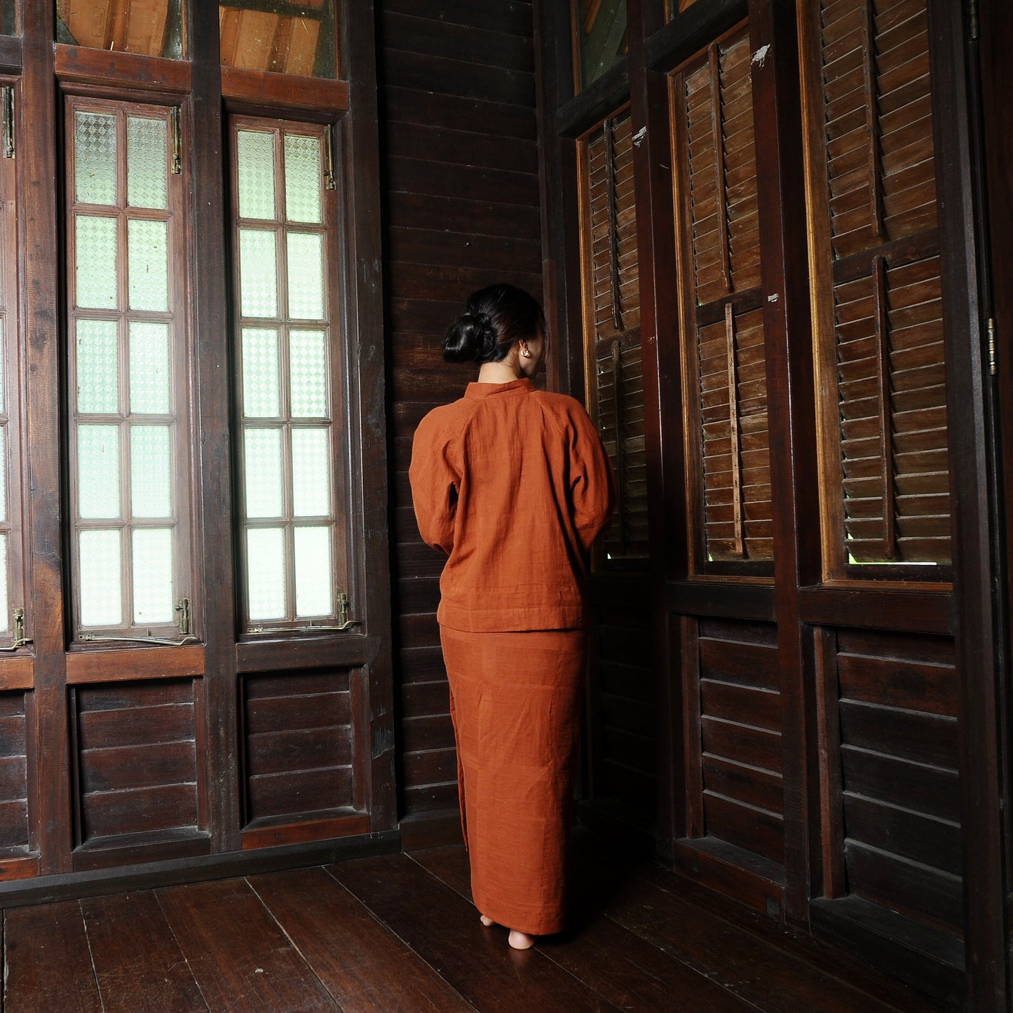 Nirmala Boxy Set in Terracotta