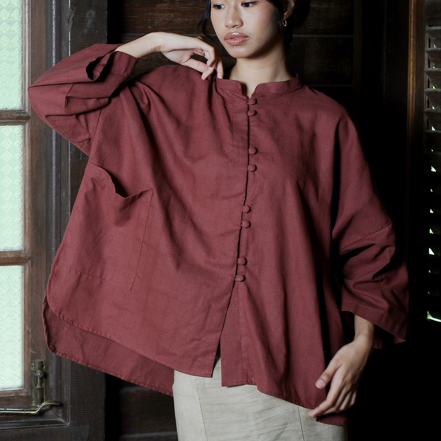 Afsun Boxy Set in Dusty Red