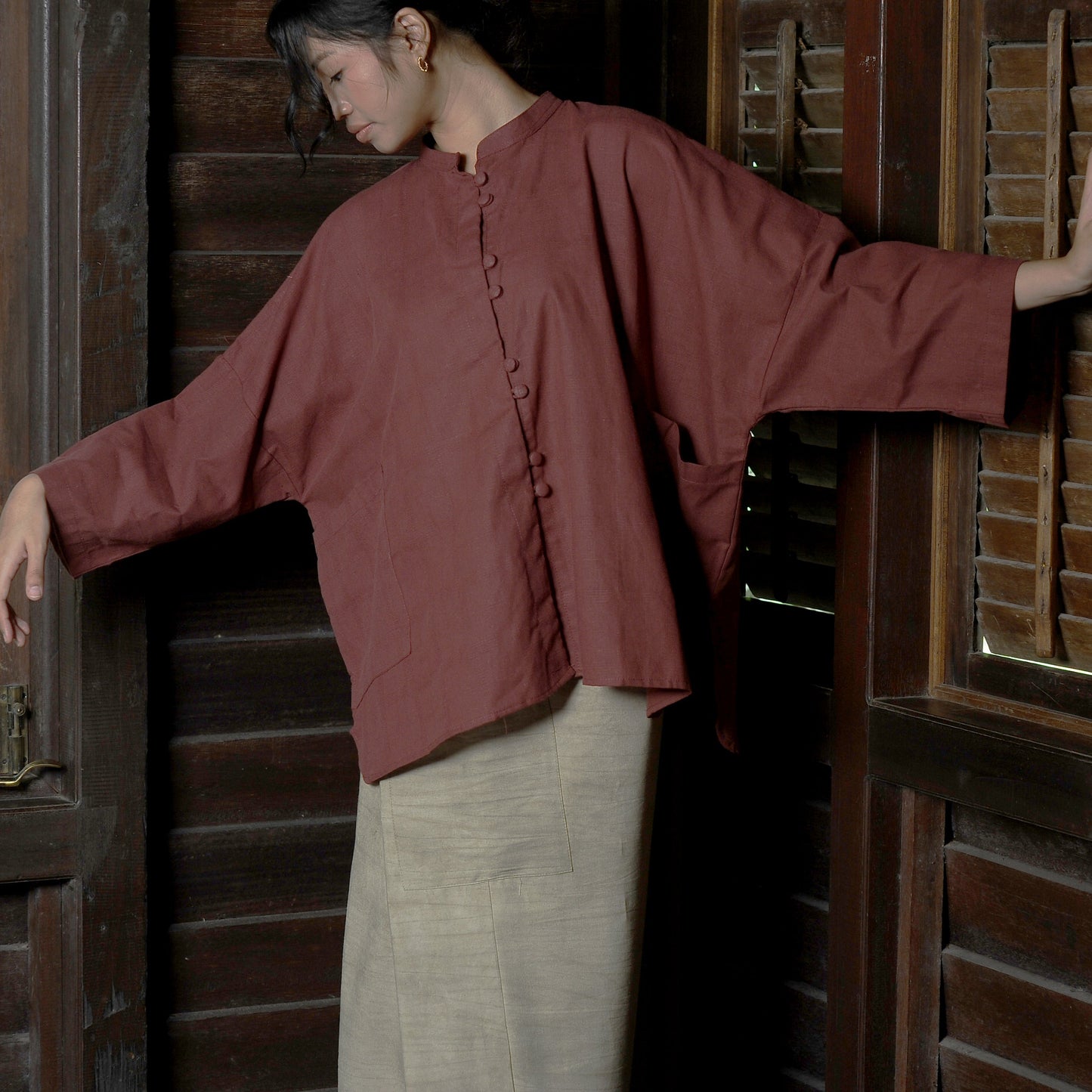 Afsun Boxy Set in Dusty Red