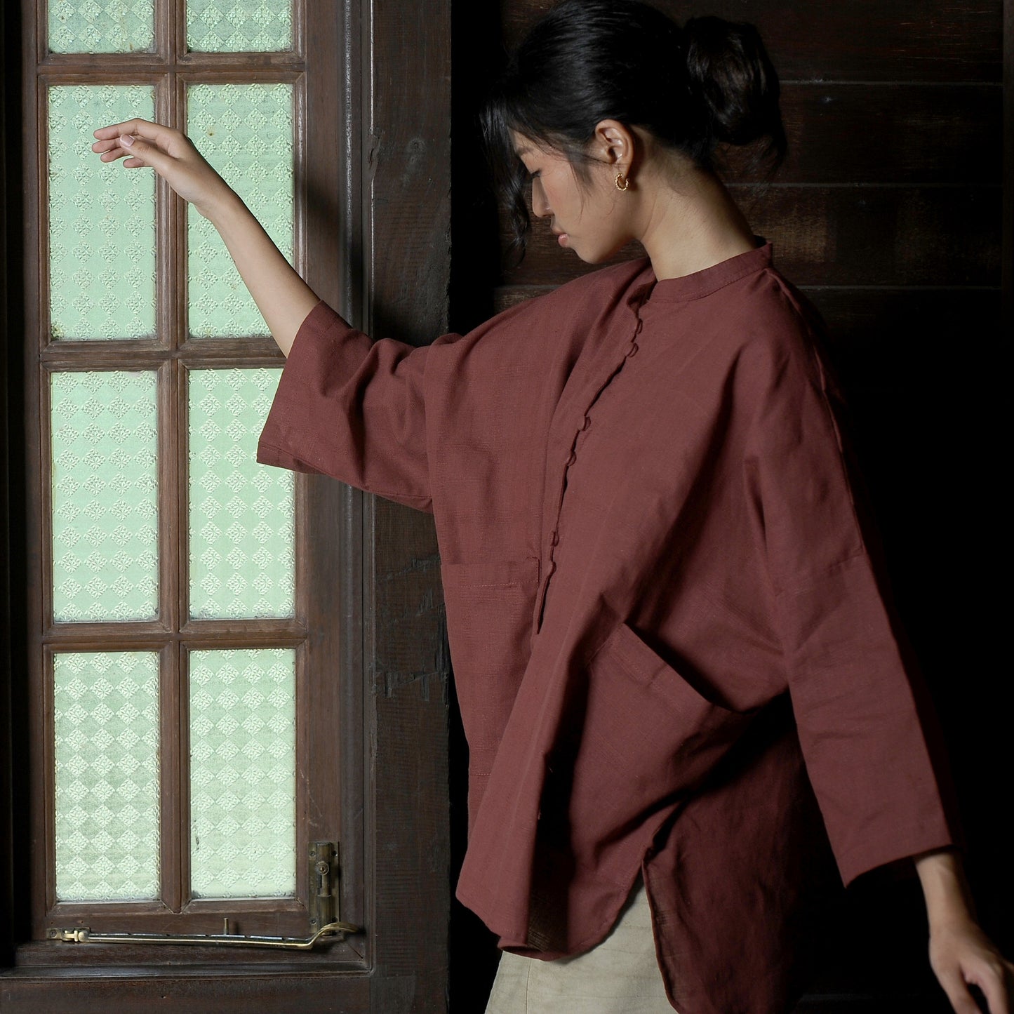 Afsun Boxy Set in Dusty Red