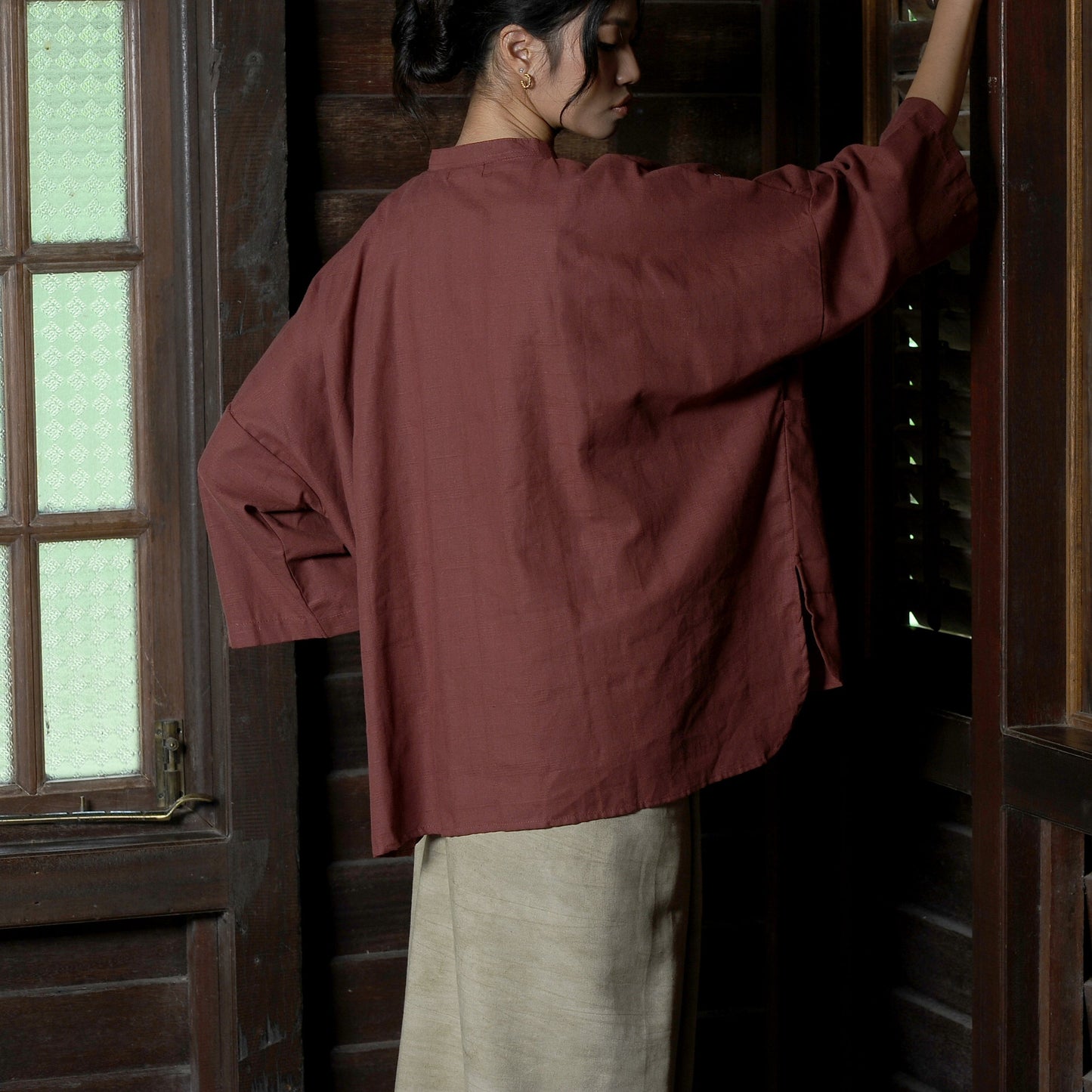 Afsun Boxy Set in Dusty Red