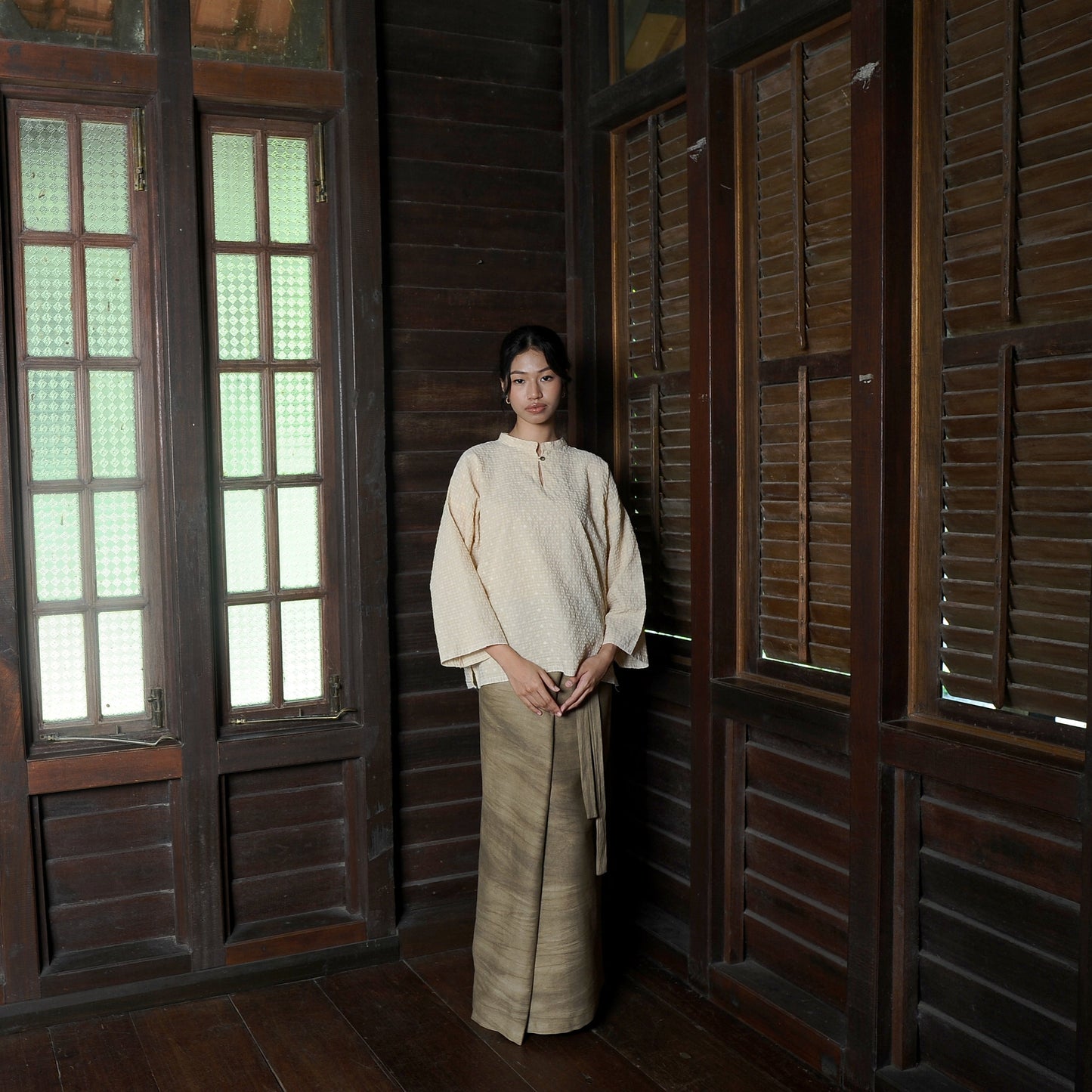Puspita Kurung Kedah Set in Cream