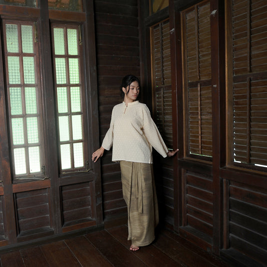 Puspita Kurung Kedah Set in Cream