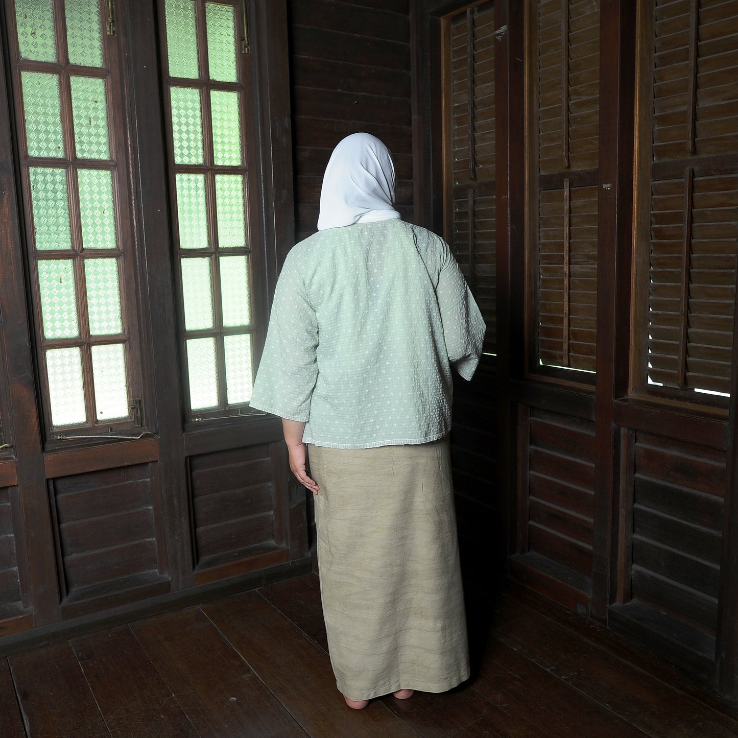 Puspita Kurung Kedah Set in Green