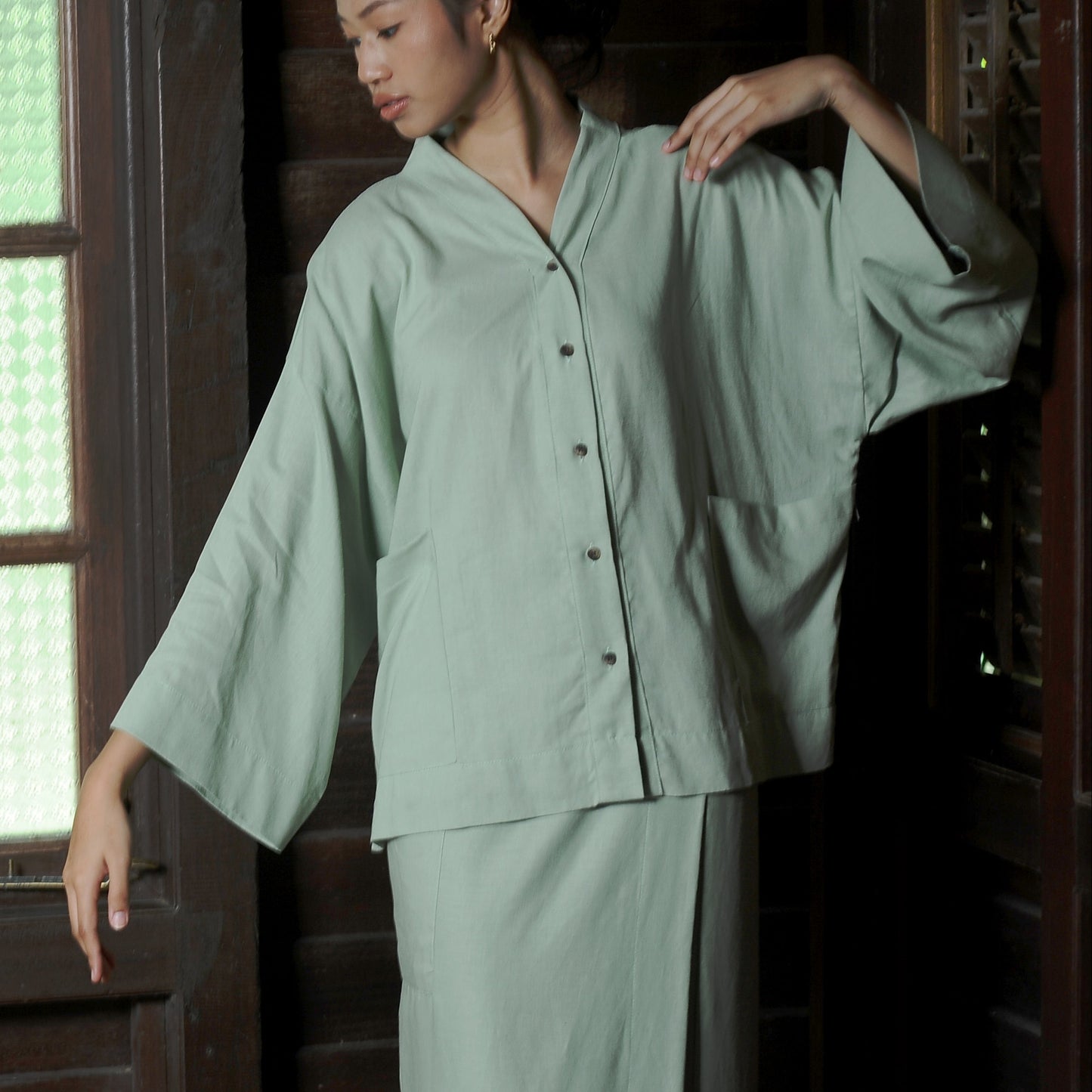 Kirana Boxy Kebaya in Sage Green