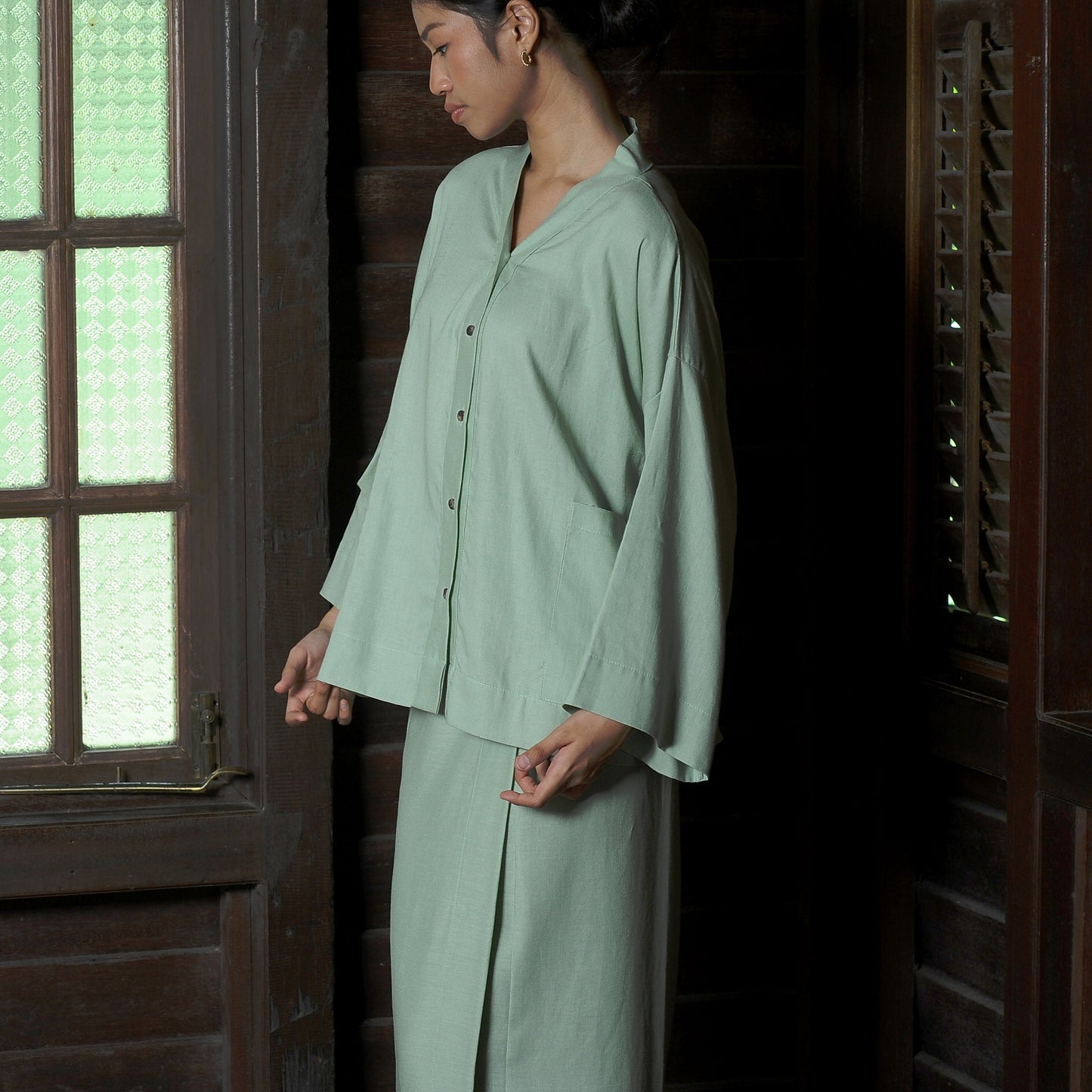 Kirana Boxy Kebaya in Sage Green