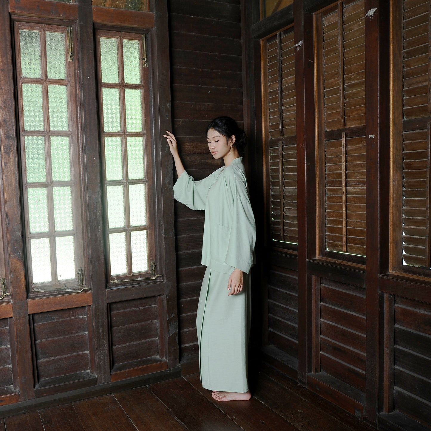 Kirana Boxy Kebaya in Sage Green
