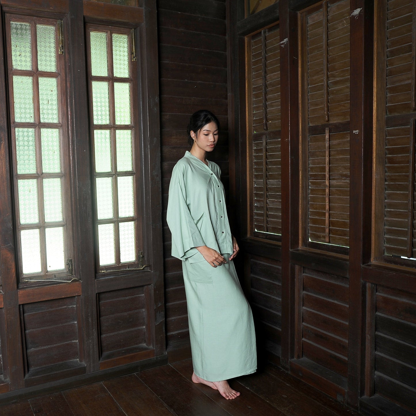Kirana Boxy Kebaya in Sage Green