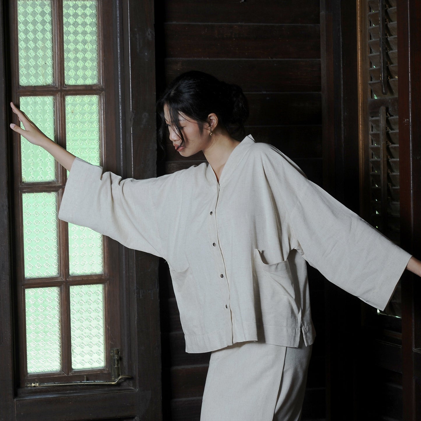 Kirana Boxy Kebaya in Ivory