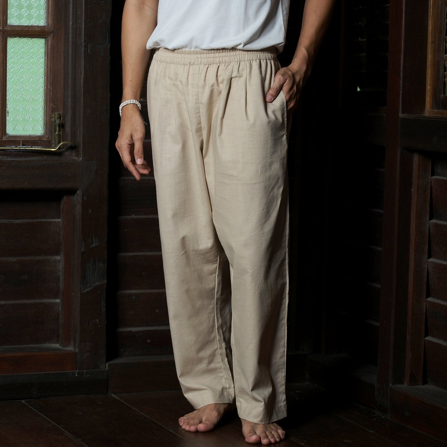Chataka Wide Straight Pants in Beige