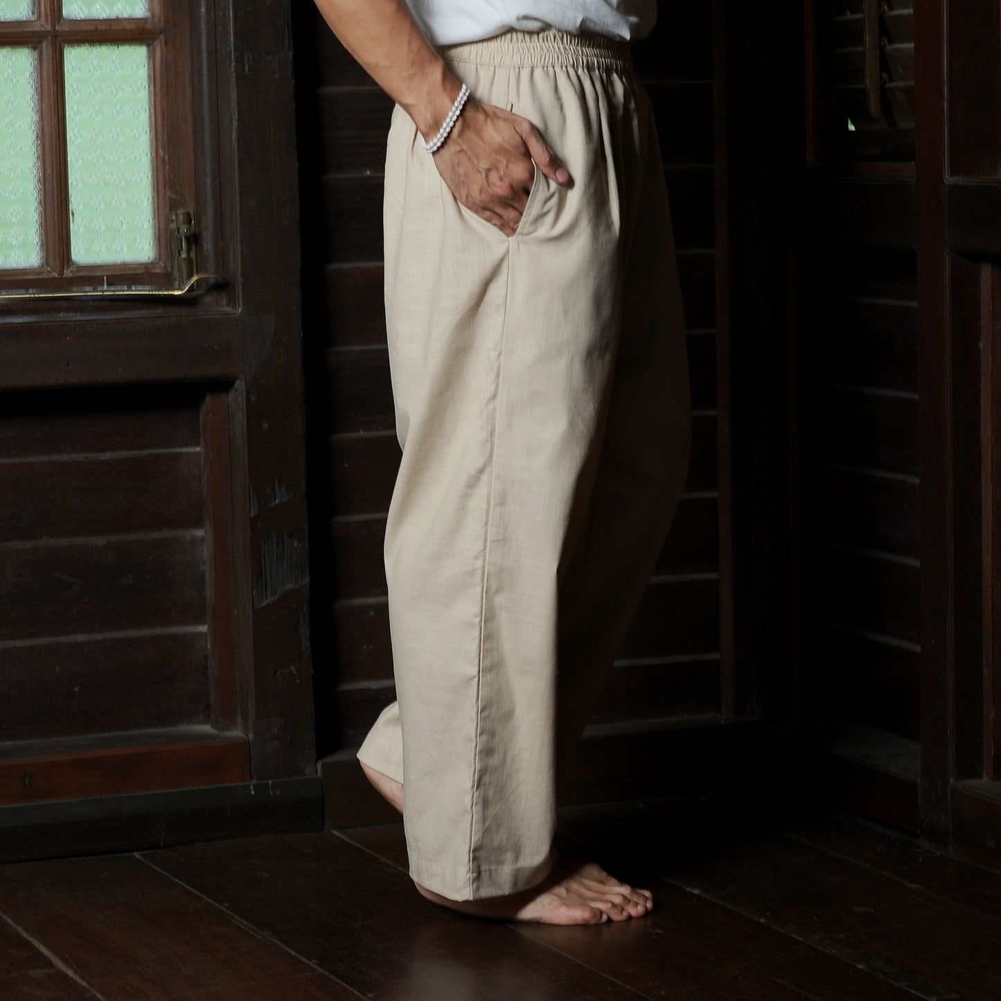 Chataka Wide Straight Pants in Beige