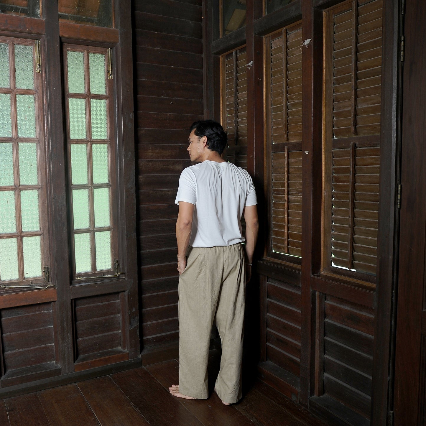 Chataka Wide Straight Pants in Taupe