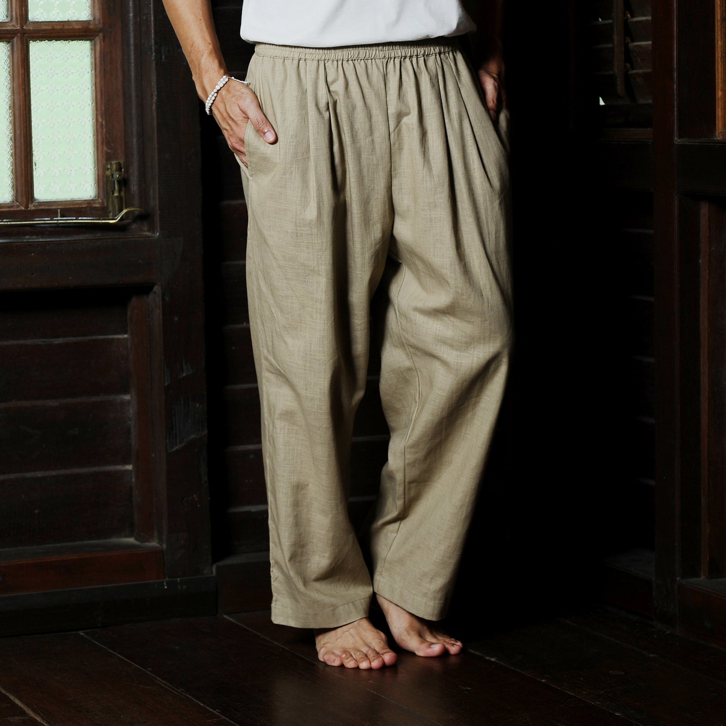 Chataka Wide Straight Pants in Taupe