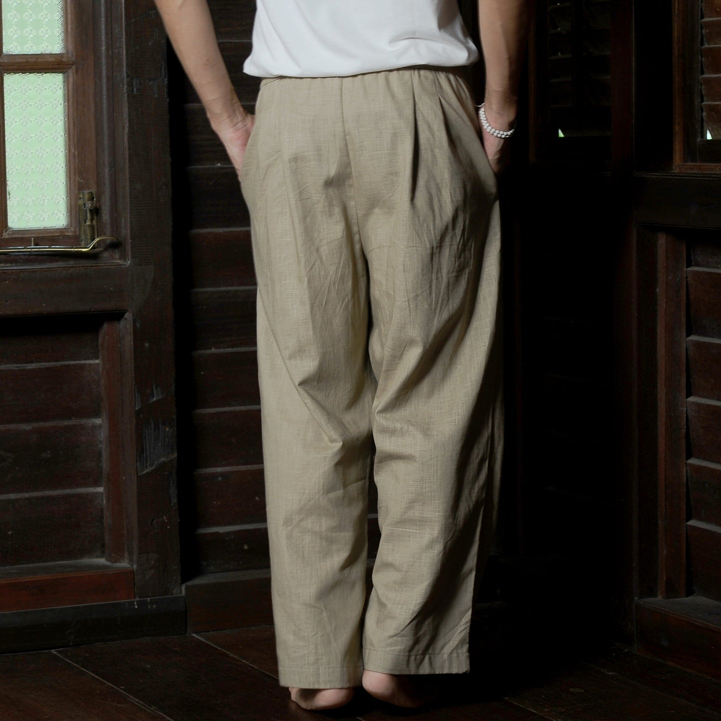 Chataka Wide Straight Pants in Taupe