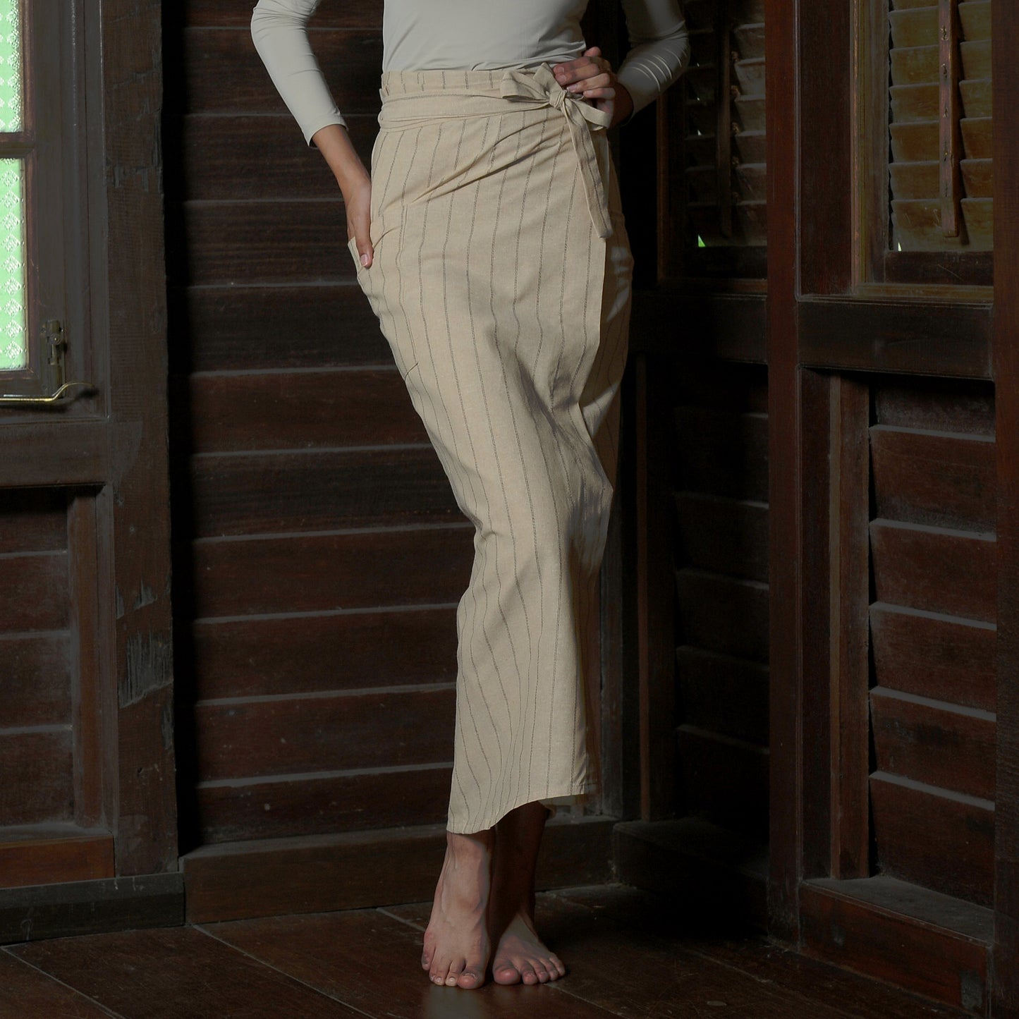 Cendayam Pareo in Striped Ivory