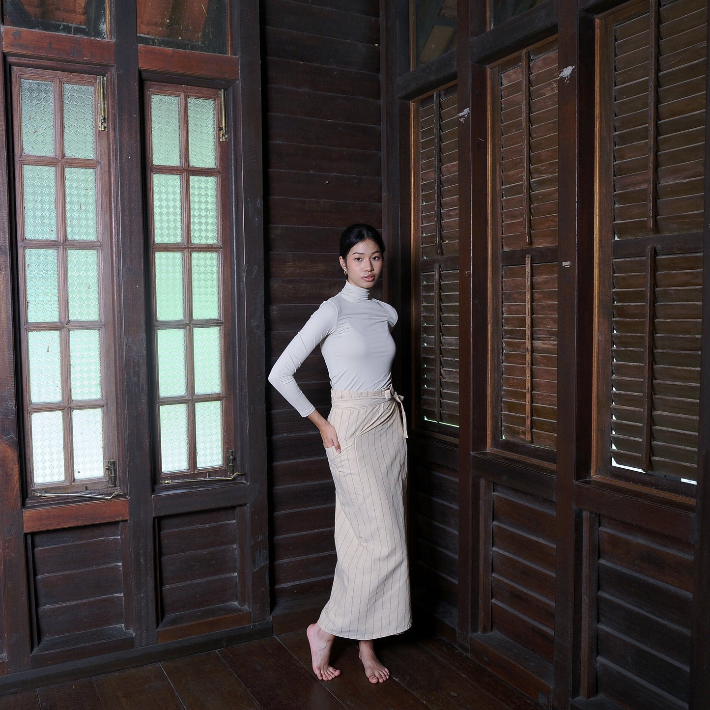 Cendayam Pareo in Striped Ivory