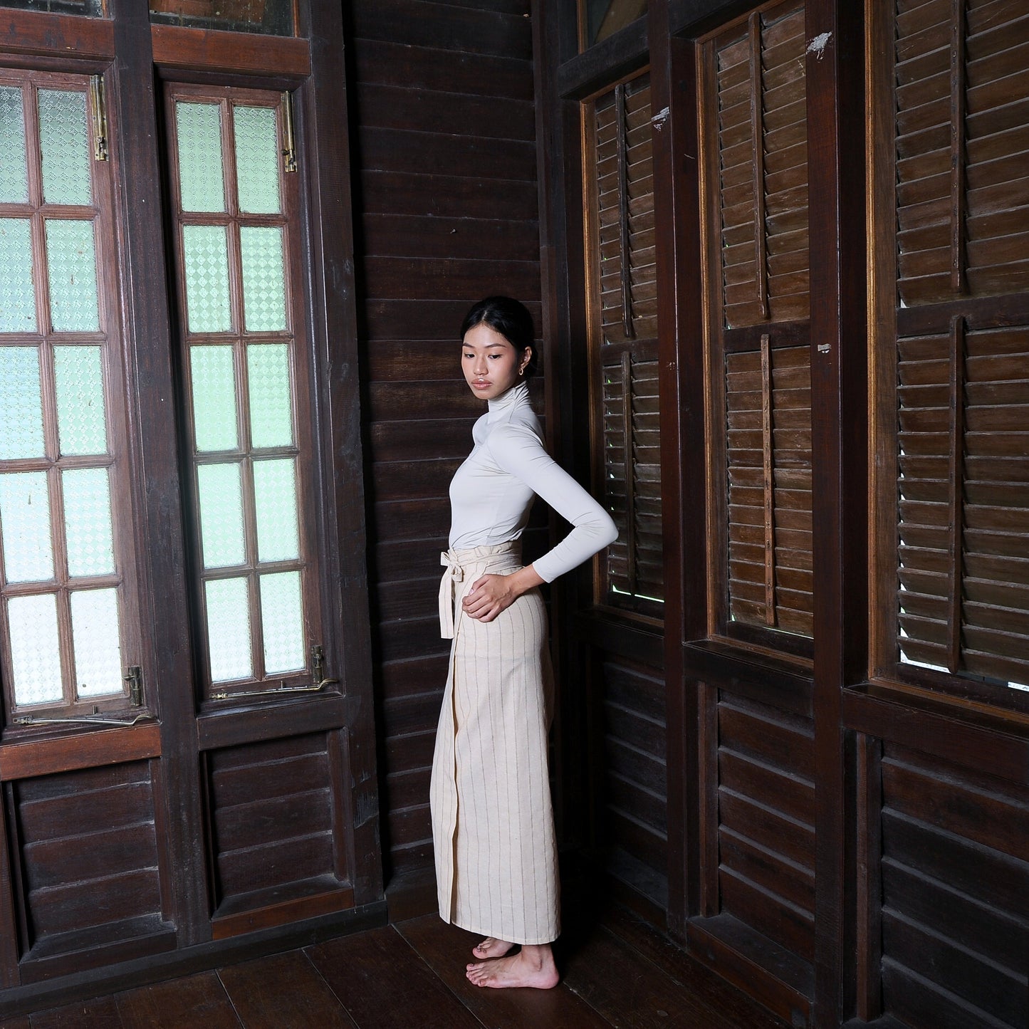 Cendayam Pareo in Striped Ivory
