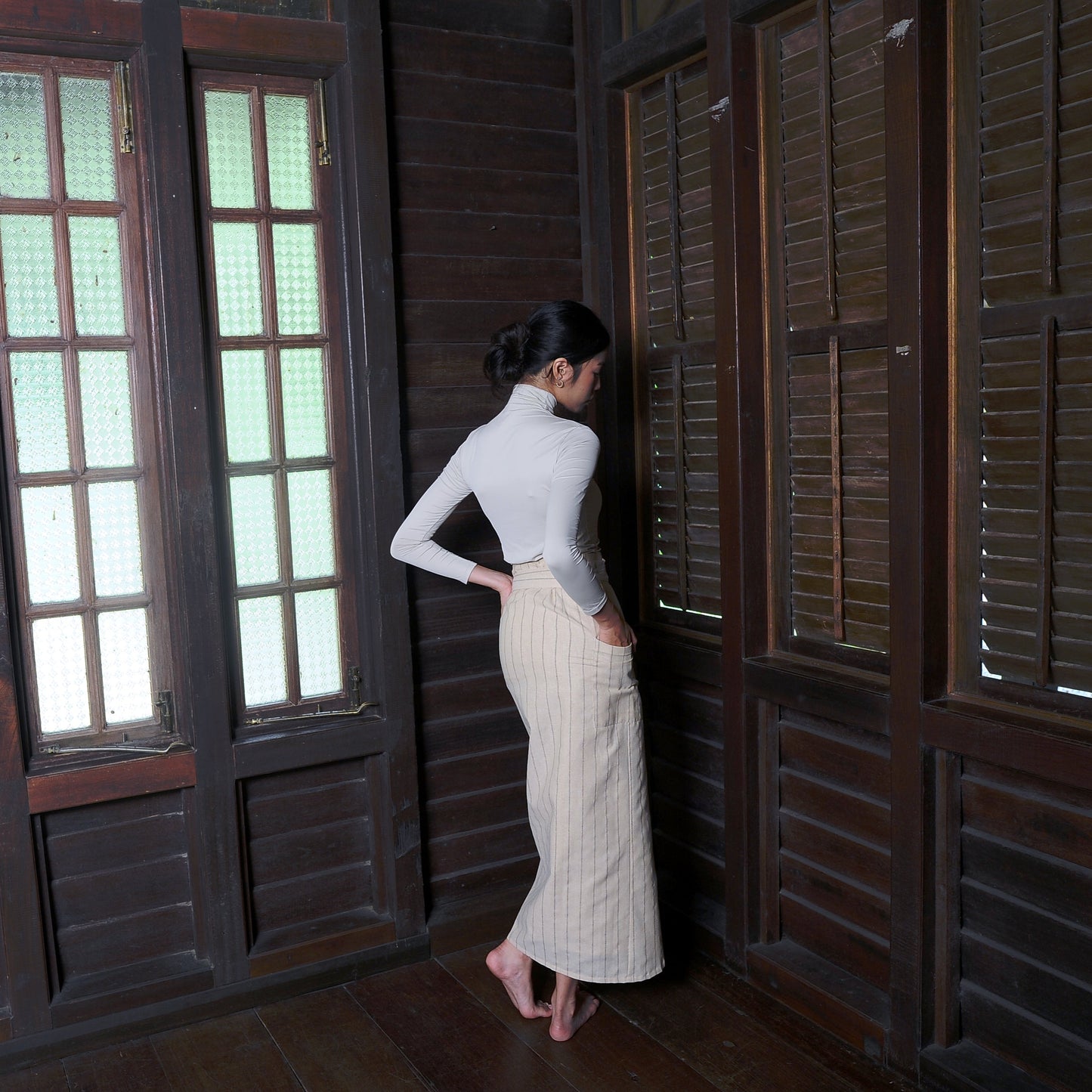 Cendayam Pareo in Striped Ivory