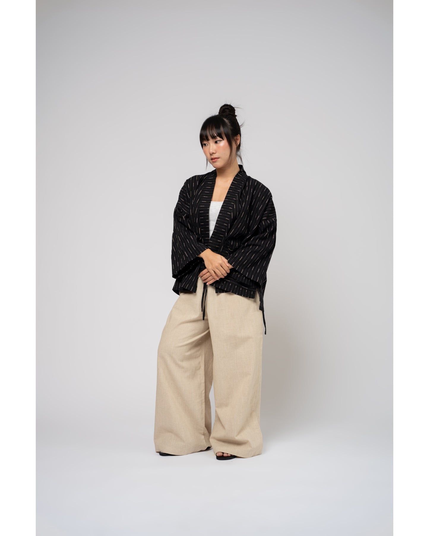 Amaya Kimono Outertop in Black Stripe