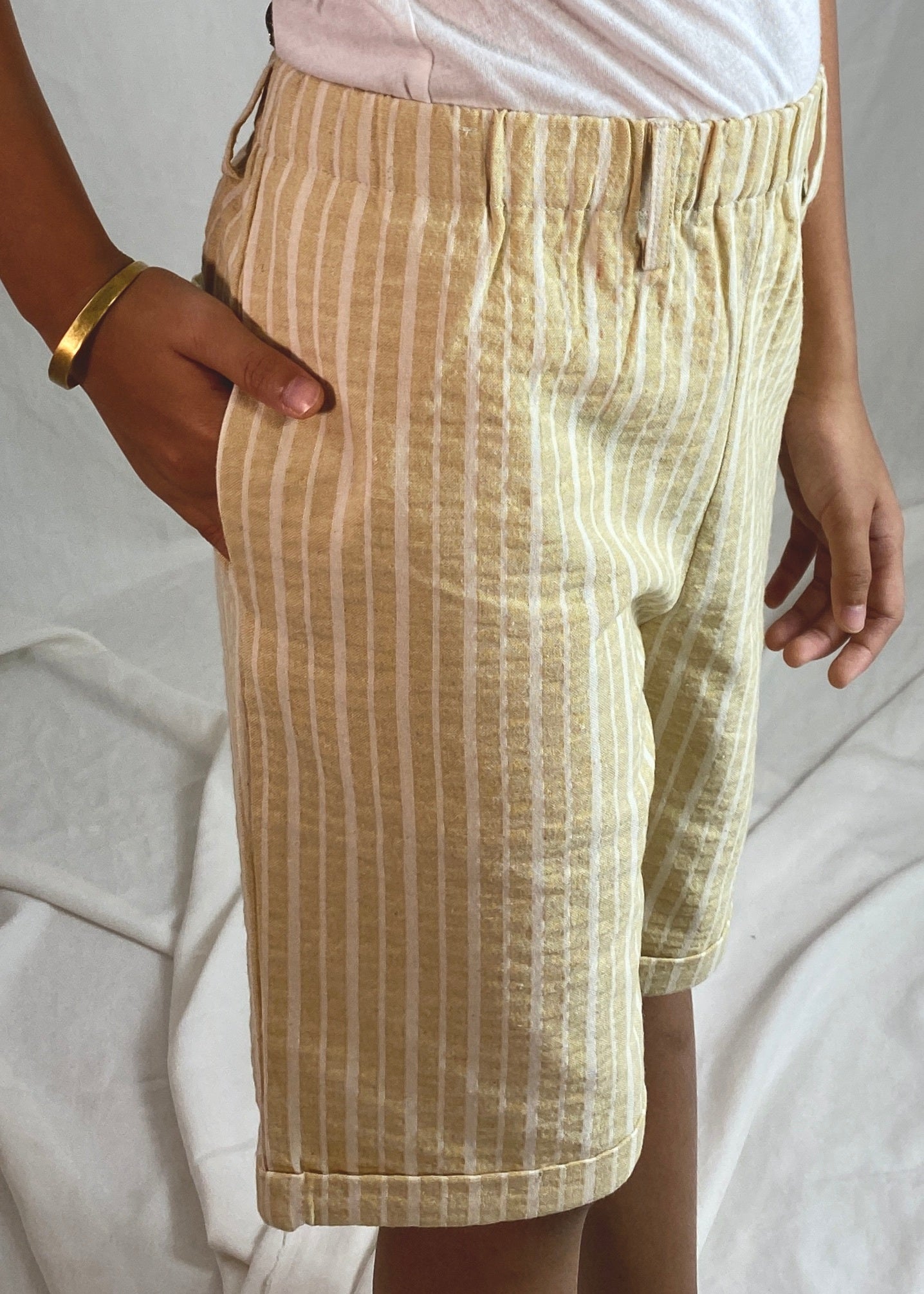 Ceria Shorts In Striped Yellow