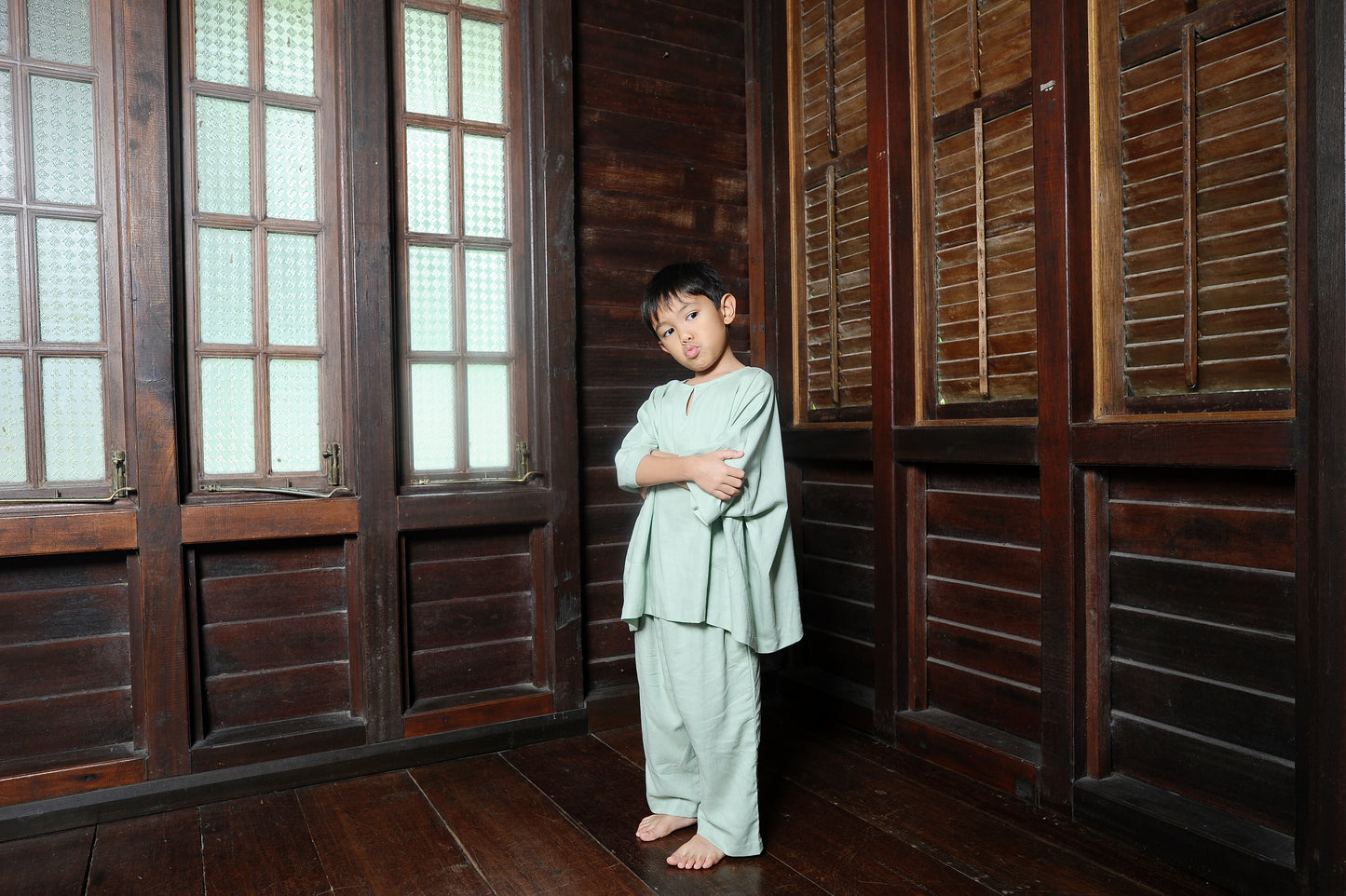 Kama Boy Set in Sage Green