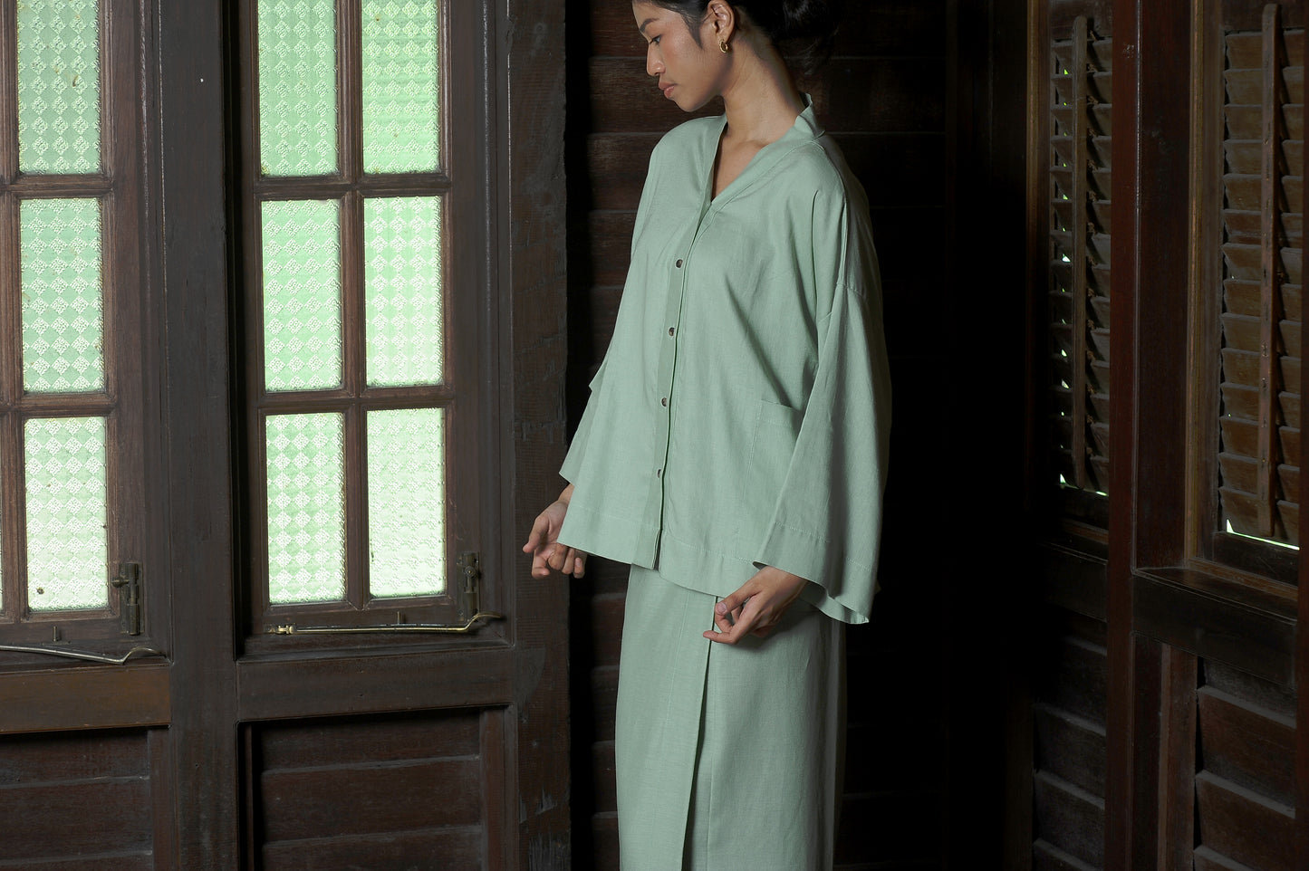 Kirana Boxy Kebaya in Sage Green