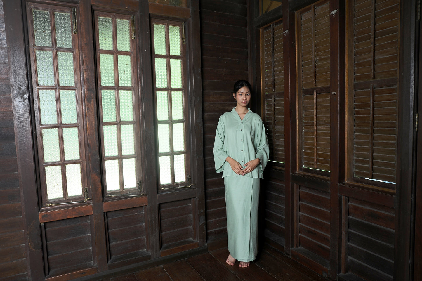 Kirana Boxy Kebaya in Sage Green