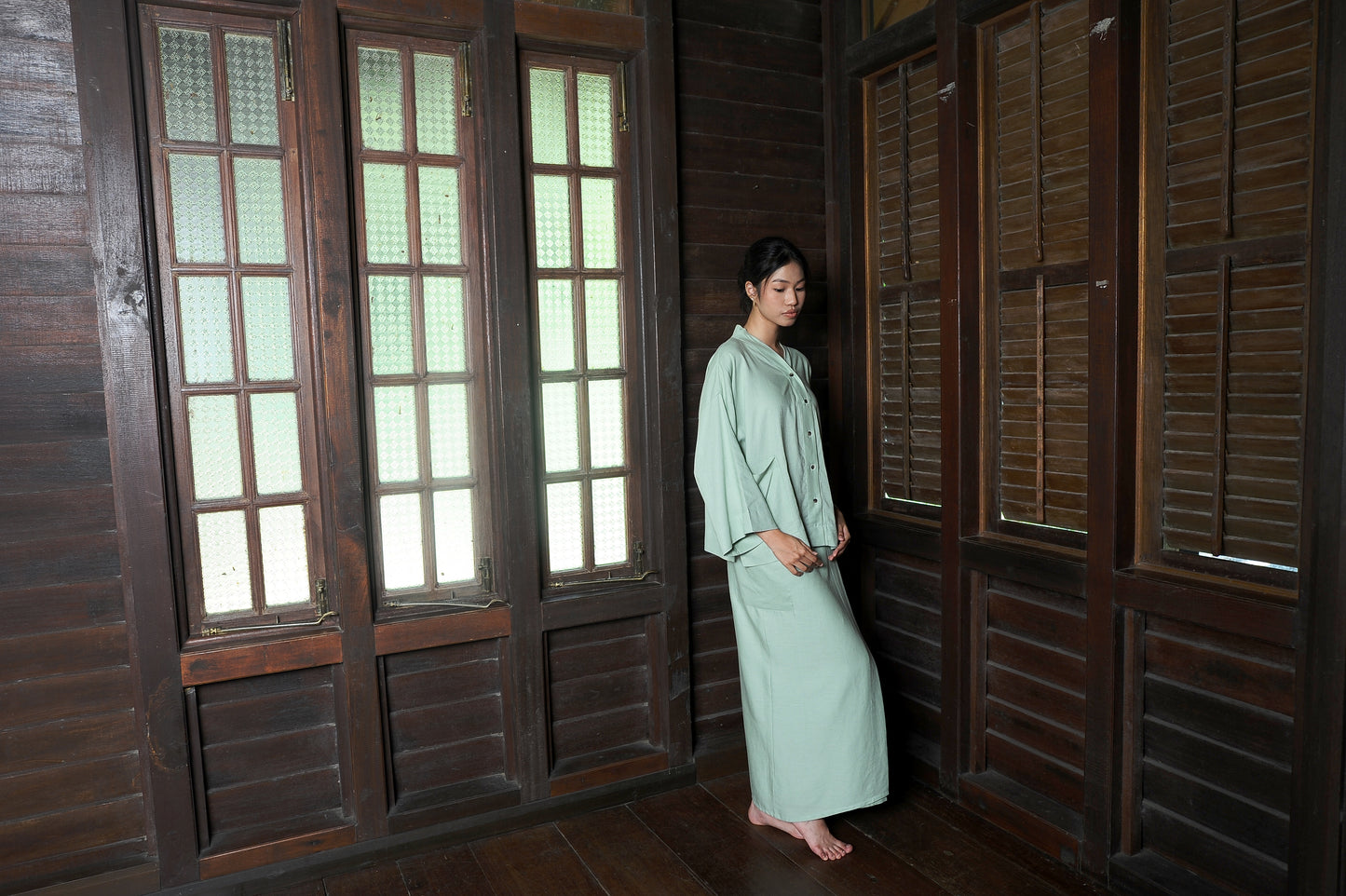 Kirana Boxy Kebaya in Sage Green