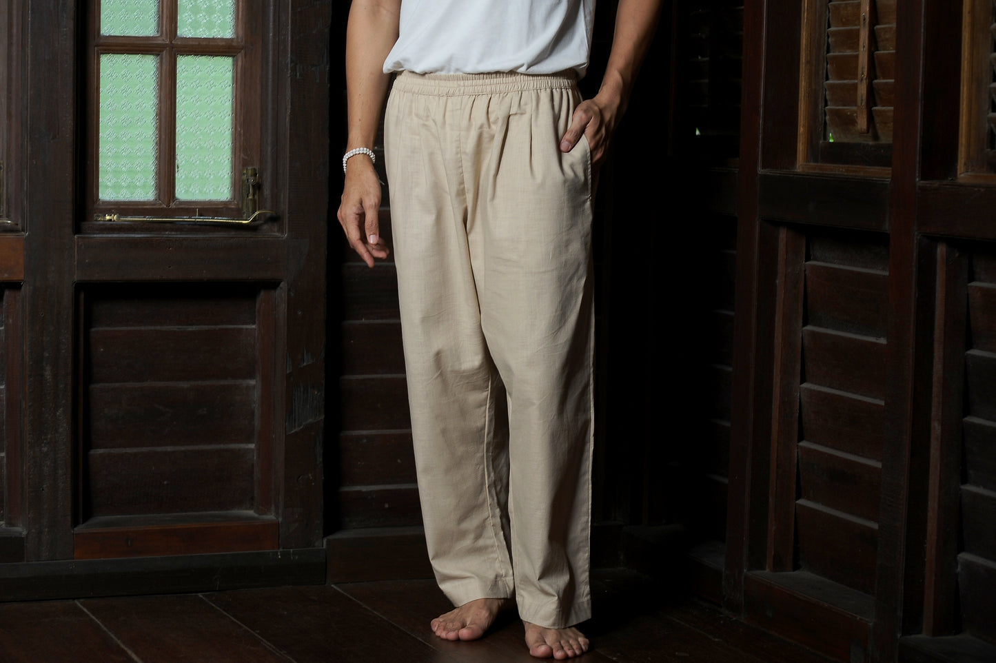 Chataka Wide Straight Pants in Beige