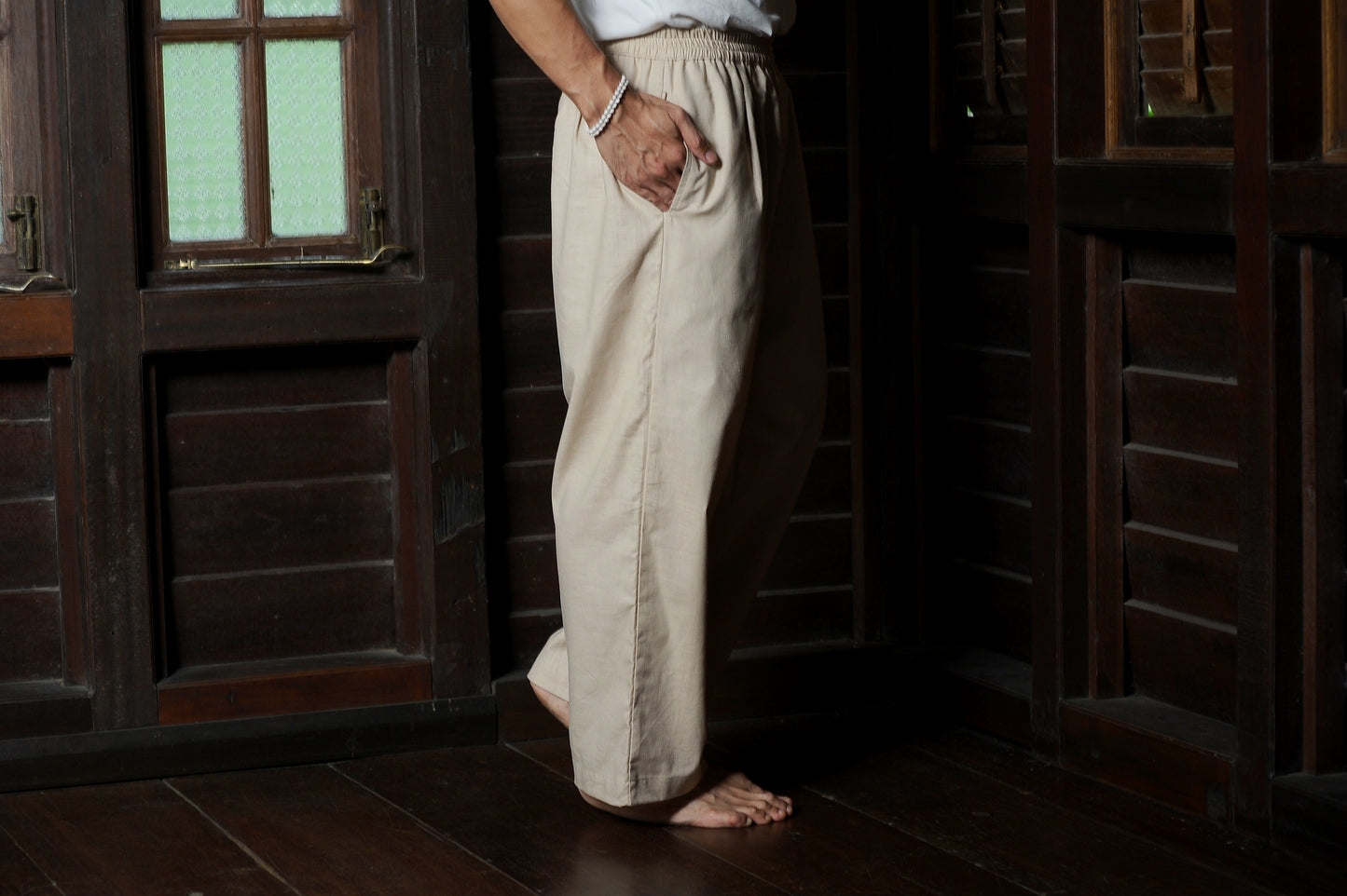 Chataka Wide Straight Pants in Beige