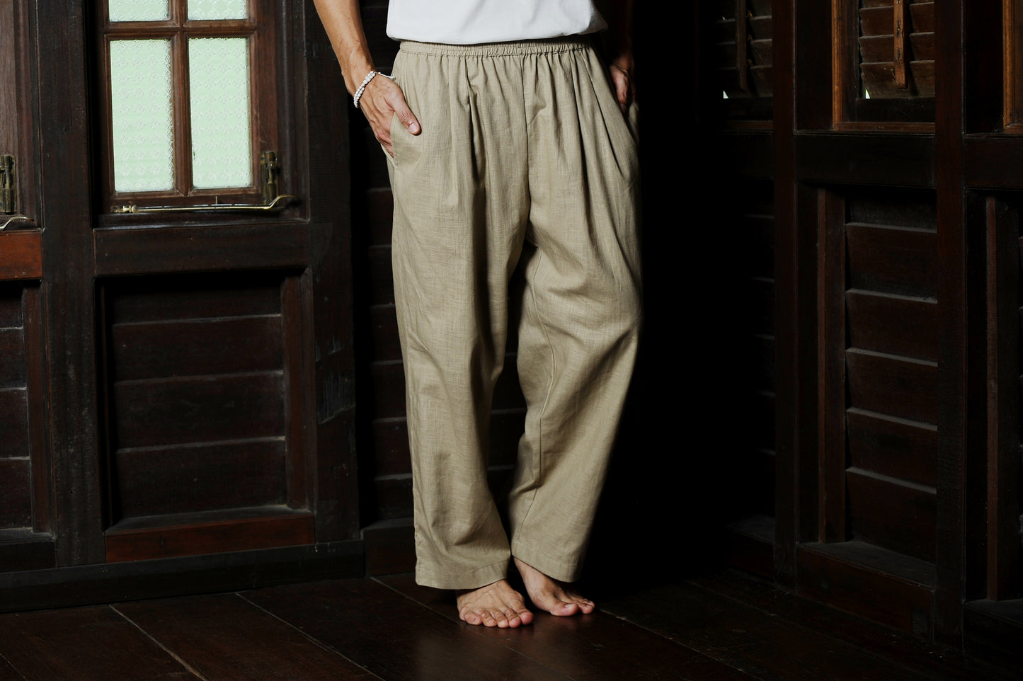 Chataka Wide Straight Pants in Taupe