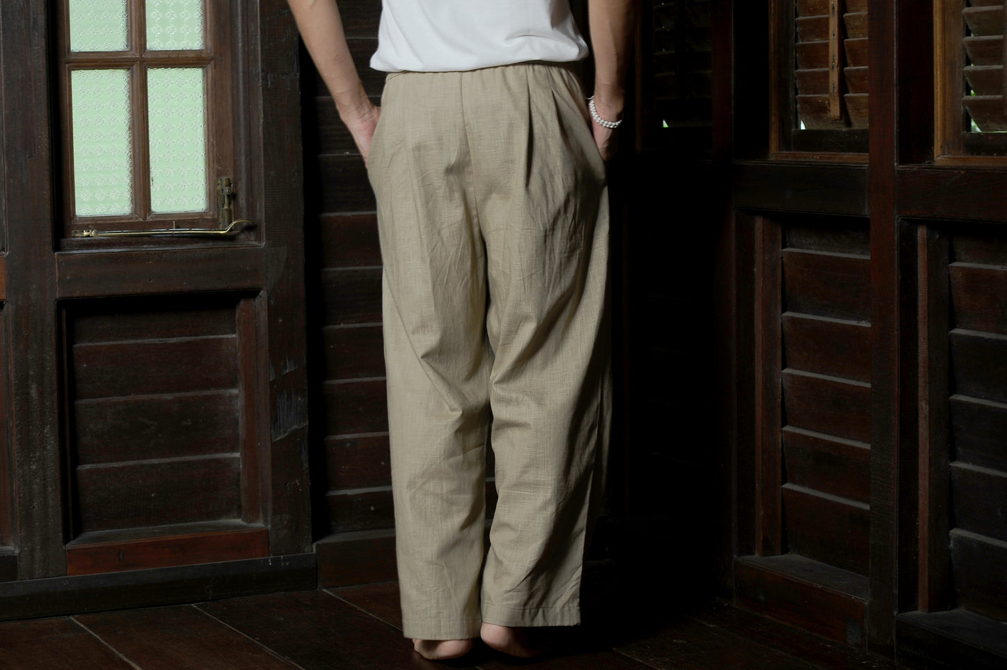 Chataka Wide Straight Pants in Taupe