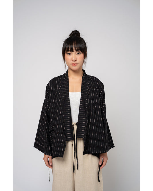 Amaya Kimono Outertop in Black Stripe