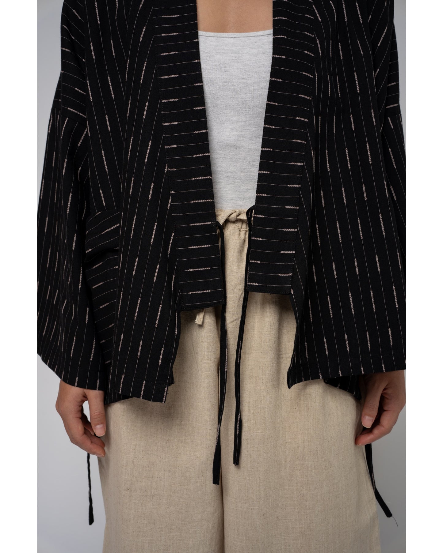 Amaya Kimono Outertop in Black Stripe